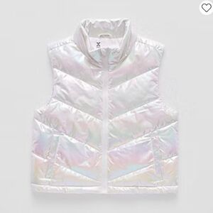 Kids Iridescent Puffer Vest - White